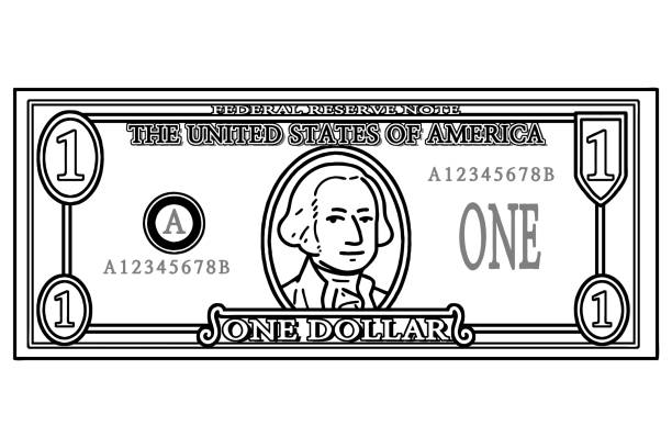 ilustraciones, imágenes clip art, dibujos animados e iconos de stock de billete de un dólar estadounidense. - billete de un dólar estadounidense