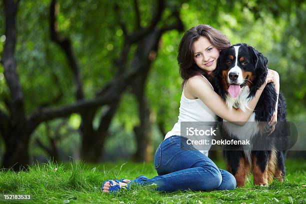 Girl With Dog Stock Photo - Download Image Now - Adult, Animal, Casual Clothing