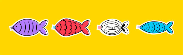 Stickers for French April Fool's Day. Poisson d'avril. Stickers for French April Fool's Day. Poisson d'avril. . Vector illustration april fools day calendar stock illustrations