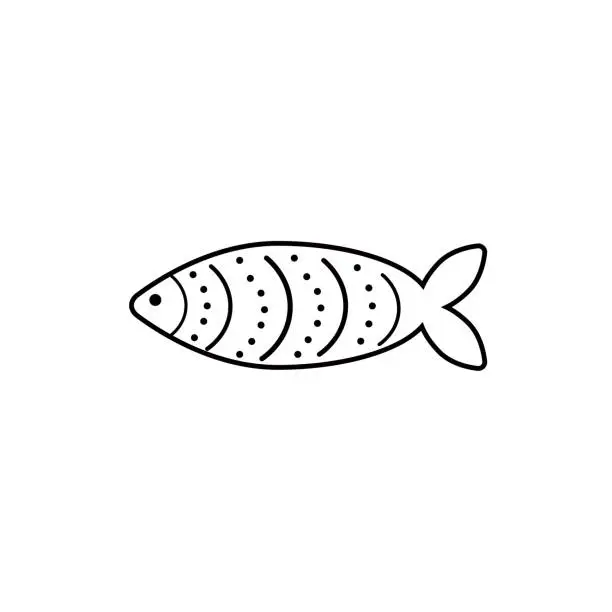 Vector illustration of French April Fool's Day. Poisson d'avril. Black white fish for your design.