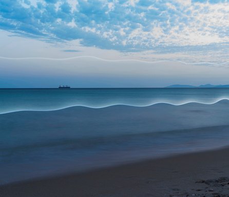 Light trails over the sea.