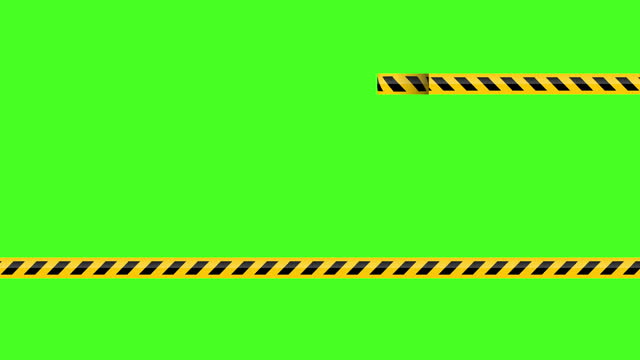 Black and yellow caution tape or warning tape, 4K animation.