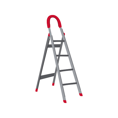 up step ladder cartoon. repair metal, success stairs, staircase man up step ladder sign. isolated symbol vector illustration