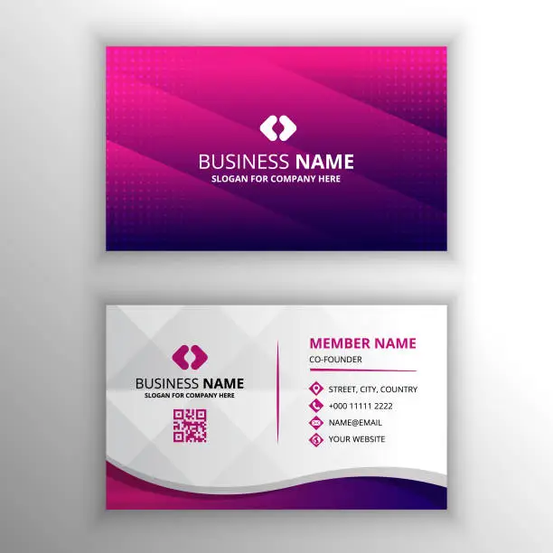 Vector illustration of Modern Flat Gradient Pink Striped Business Card Template