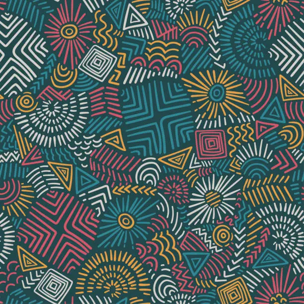 Vector illustration of Hand drawn abstract seamless pattern, ethnic background, simple style - great for textiles, banners, wallpapers, wrapping - vector design