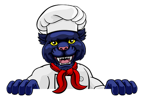 istock Panther Chef Mascot Sign Cartoon Character 1522056444