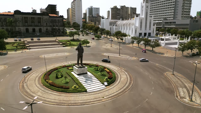 Aerial image of center of Praça da Independência in Maputo, Mozambique.