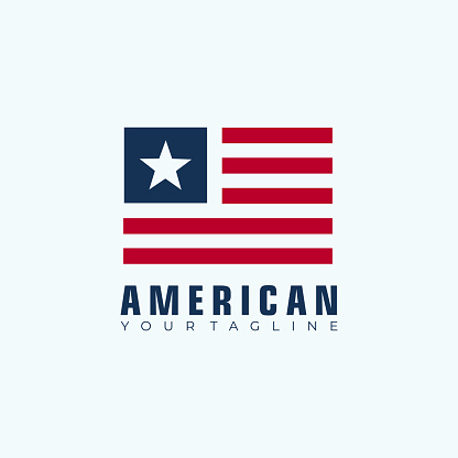 American Flag Logo Design Vector Illustration Template Idea