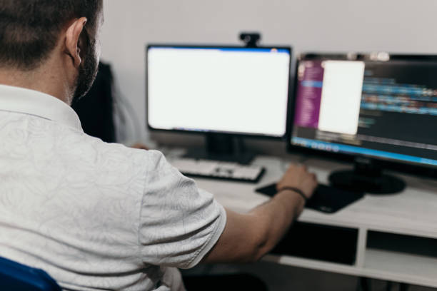 istock Male programmer working at home in his home office 1522095822