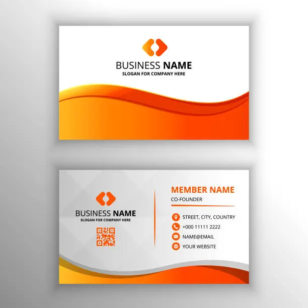 Vector illustration of Modern Orange Business Card Template With Curves