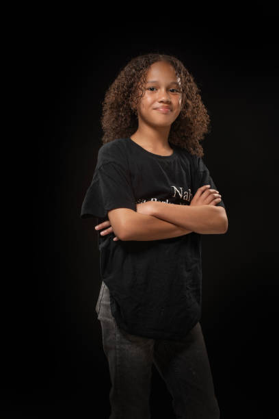 istock Beautiful young black girl posing for studio portrait 1522176858