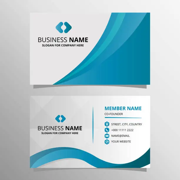 Vector illustration of Modern Light Blue Business Card With Curves