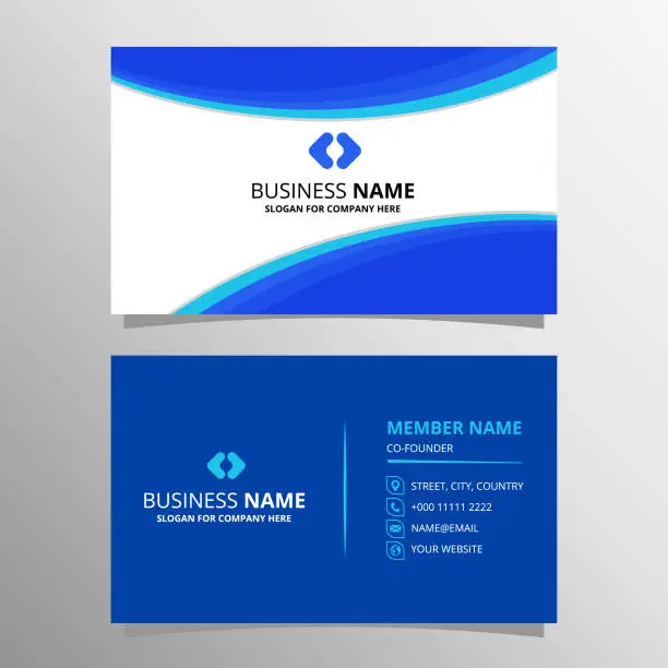 Vector illustration of Beautiful Blue Business Card With Curved Shapes