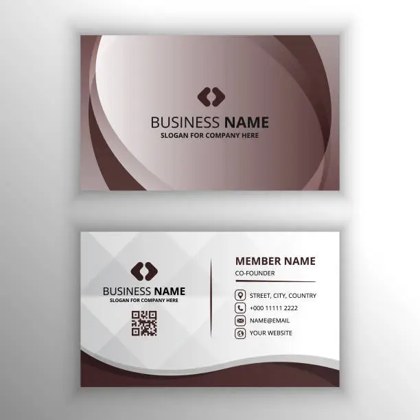 Vector illustration of Beautiful Brown Curved Business Card Template