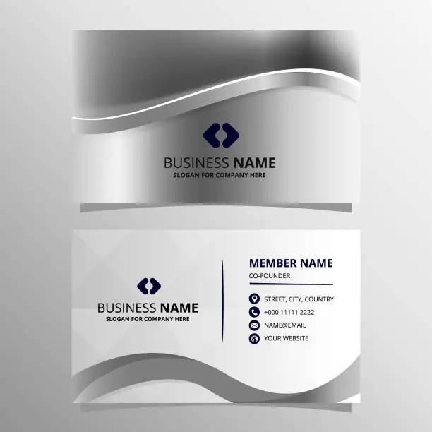 Vector illustration of Beautiful Silver Curved Business Card Template