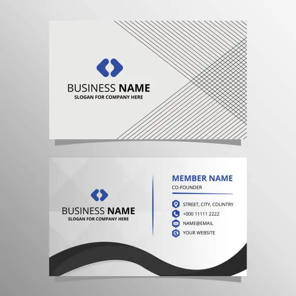 Vector illustration of Beautiful White Minimal Business Card With Striped Lines