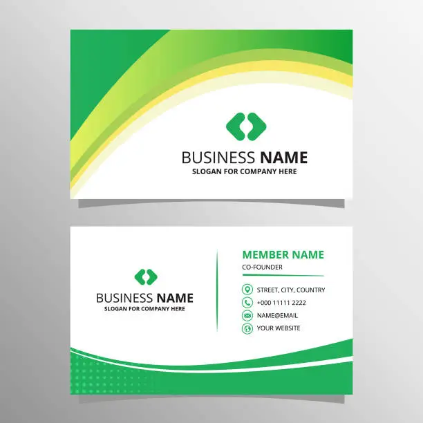 Vector illustration of Creative Curved Green Business Card Template