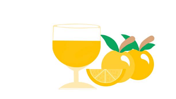 illustrations, cliparts, dessins animés et icônes de une image de bande dessinée d’un verre de jus d’orange avec un fruit orange. - grapefruit citrus fruit water fruit