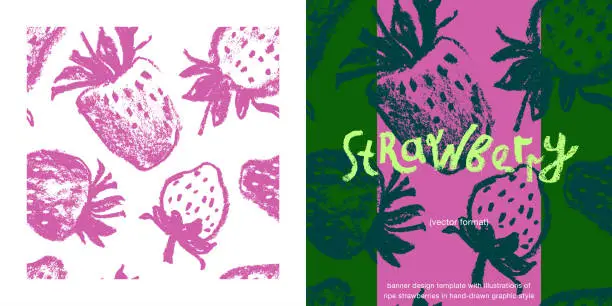 Vector illustration of Red strawberry pattern seamless, strawberries illustration for fabric ornament, textile design.