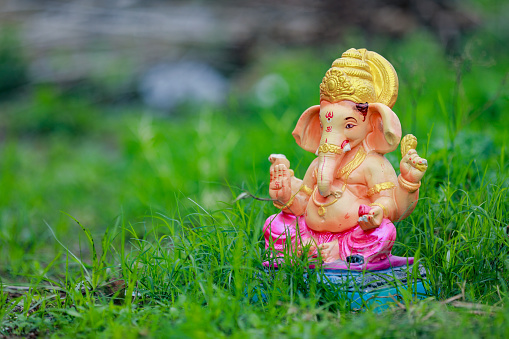 Indian Lord ganesha statue, idols of lord Ganesh for upcoming Ganapati festival in India.