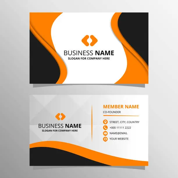 Vector illustration of Creative Orange Business Card With Curves