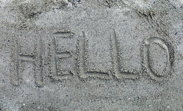 istock Handwritten word of hello on sand at the beach 1522228251