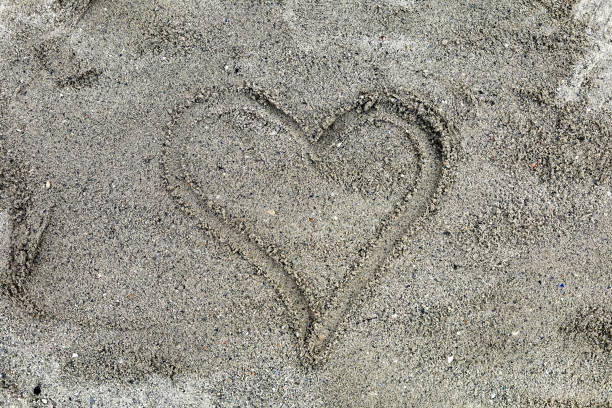 istock Heart shape drawn on sand on the beach 1522228365