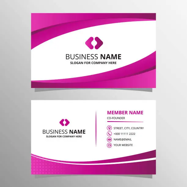 Vector illustration of Modern Gradient Pink Business Card With Curved Shapes