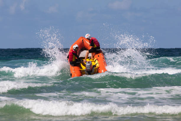 The Life Boat Being Launched In Sennen Cove, England