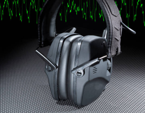 istock Hearing protection headset with sine wave 1522270804