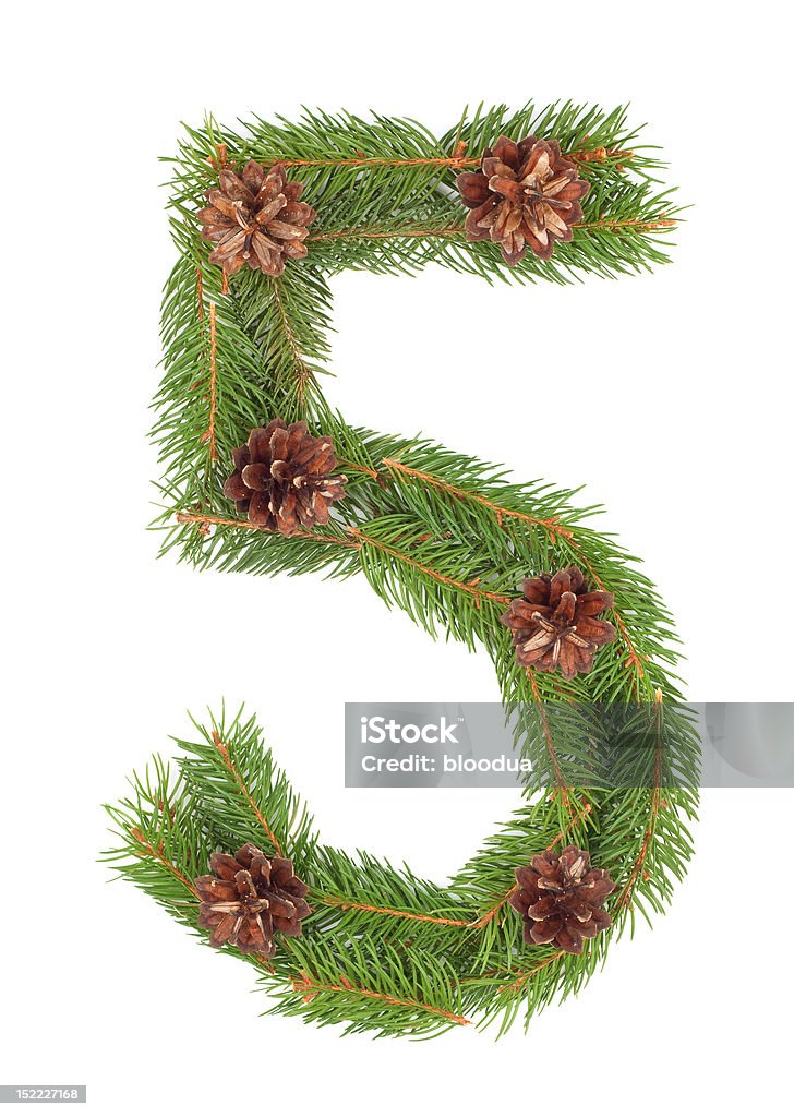 数字の 5 つ�のクリスマスツリーの装飾 - クリスマスツリーのロイヤリティフリーストックフォト