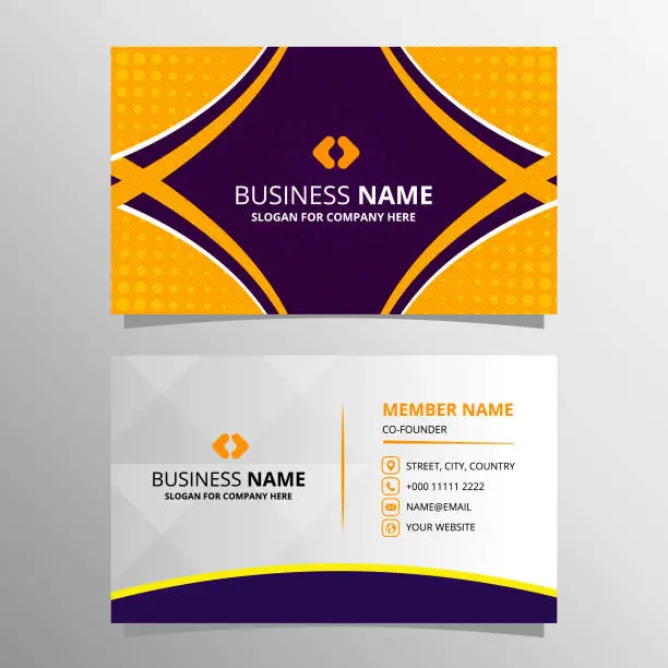 Vector illustration of Modern Purple Dotted Business Card Template With Curves