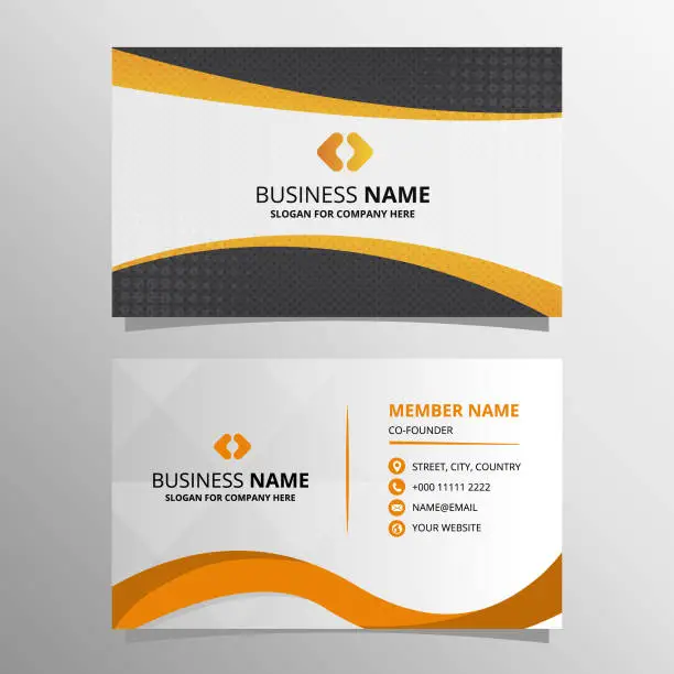 Vector illustration of Minimal Black and Yellow Business Card Template With Dots