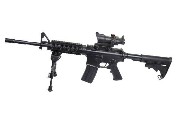 istock AR-15 assault rifle with bipod isolated on a white 1522297042