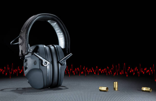 Plenty of room for text with hearing protection for shooting
