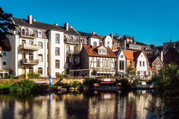 summer morning: Historic Marburg viewed over Lahn river\nMarburg, Germany