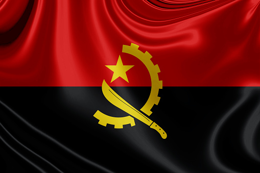 Angola fabric flag waving Illustration. 3D illustration