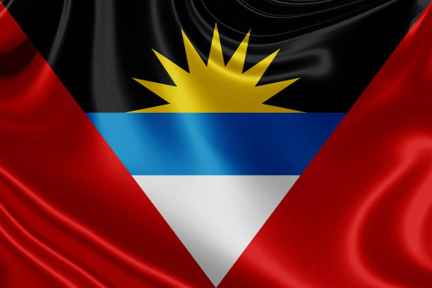 antigua and barbuda fabric flag waving Illustration. 3D illustration