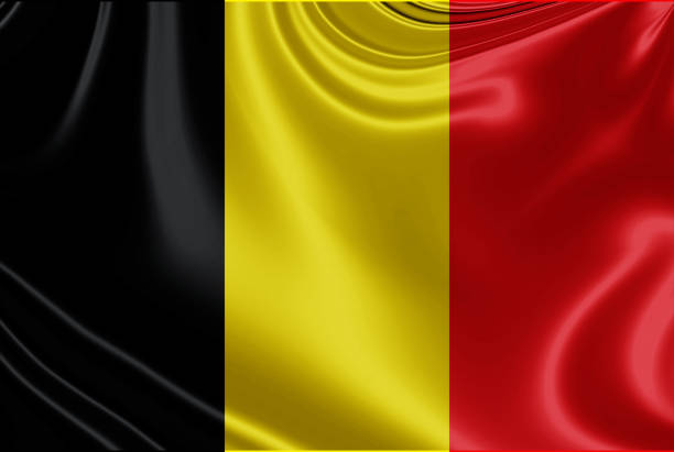 Belgium fabric flag waving Illustration. 3D illustration