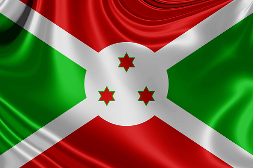 burundi fabric flag waving Illustration. 3D illustration