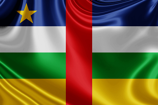 central african republic fabric flag waving Illustration. 3D illustration