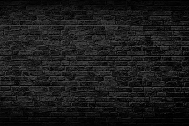 istock Black brick wall, antique old grunge white texture background. 1522371375