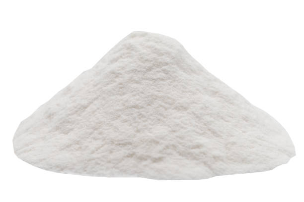 istock Sodium bicarbonate or baking soda isolated on white background. Pile of Sodium bicarbonate powder. close up 1522407394