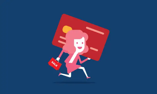 Vector illustration of Businesswoman shopping with credit card