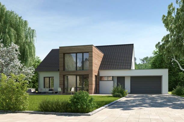 istock Modern house with a wooden oriel 1522420776