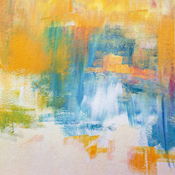 istock Yellow, blue and white painting textured surface close-up 1522422057