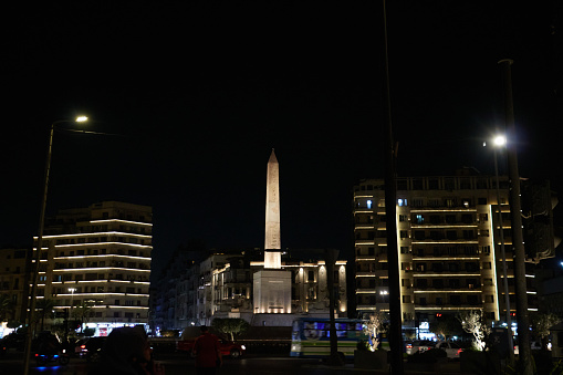 The Obelisk of Ramses II in Tahrir Square in Downtown Cairo