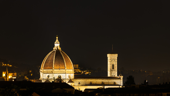 Florence Cathedral at night, photo taken from the Gardens of Parnassus on the first hills of Florence