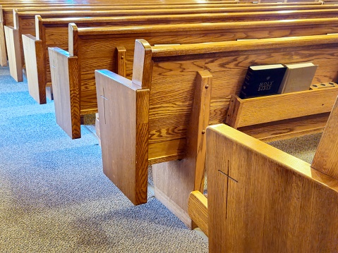 Rows Of Wooden Church Pews