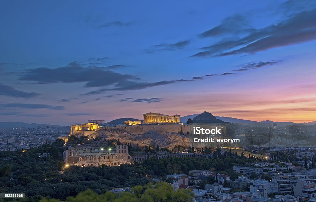 Athens Acropolis at dawn Athens Acropolis and Parthenon in dawn light Athens - Greece Stock Photo